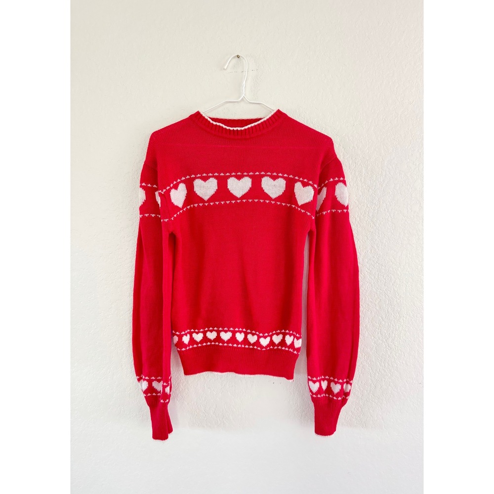 Exclusive Imports Vintage Red Heart Knit‎ Sweater Womens Medium Acrylic Pullover